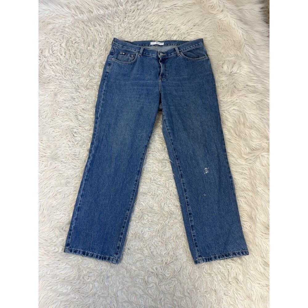 Tommy Hilfiger Vintage 90s Womens Size 14 Cropped Boyfriend Jeans Straight Leg